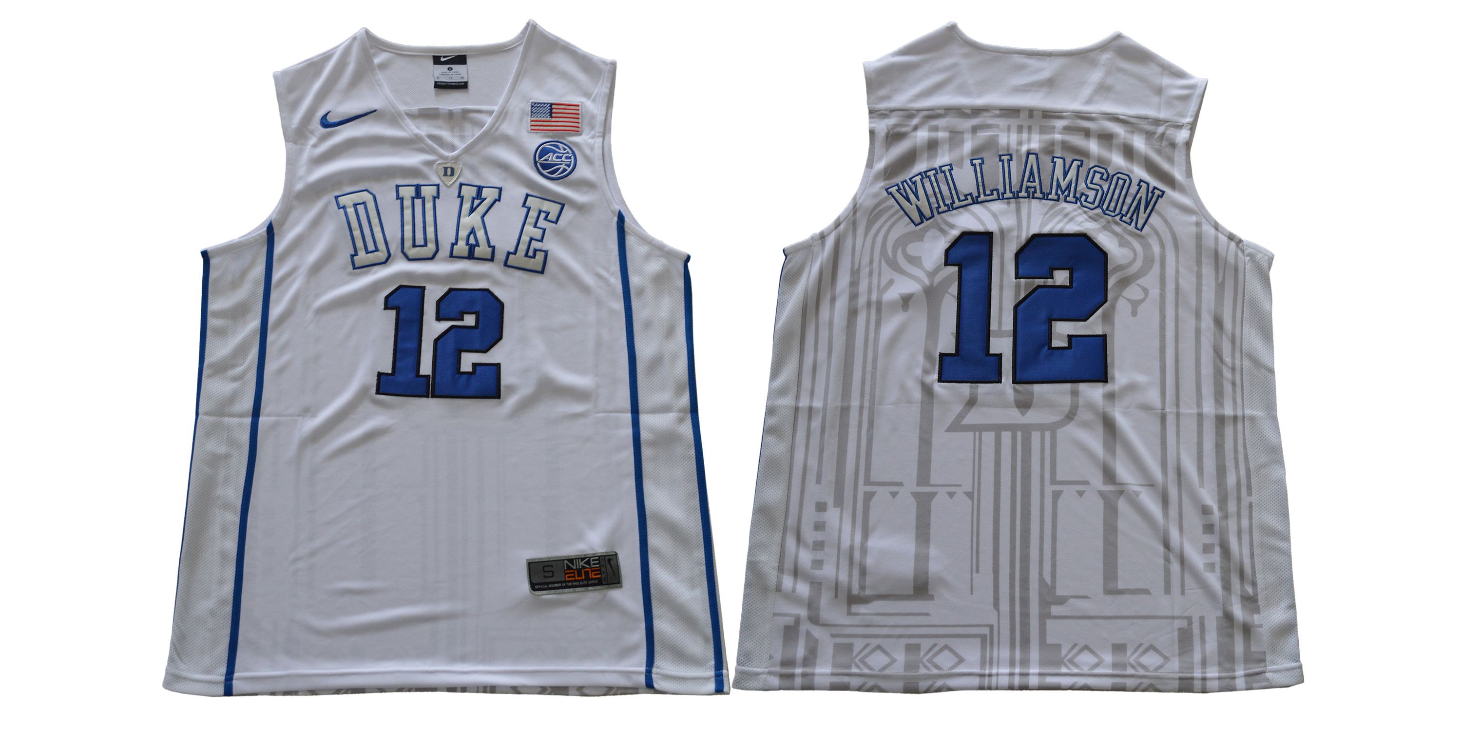 Men Duke Blue Devils #12 Williamson White Nike NCAA Jerseys->->NCAA Jersey
